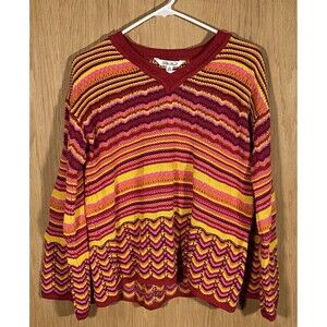 Pioneer Woman Women's Sz M Knit Sweater Crochet Bell Sleeve Boho Striped NWT